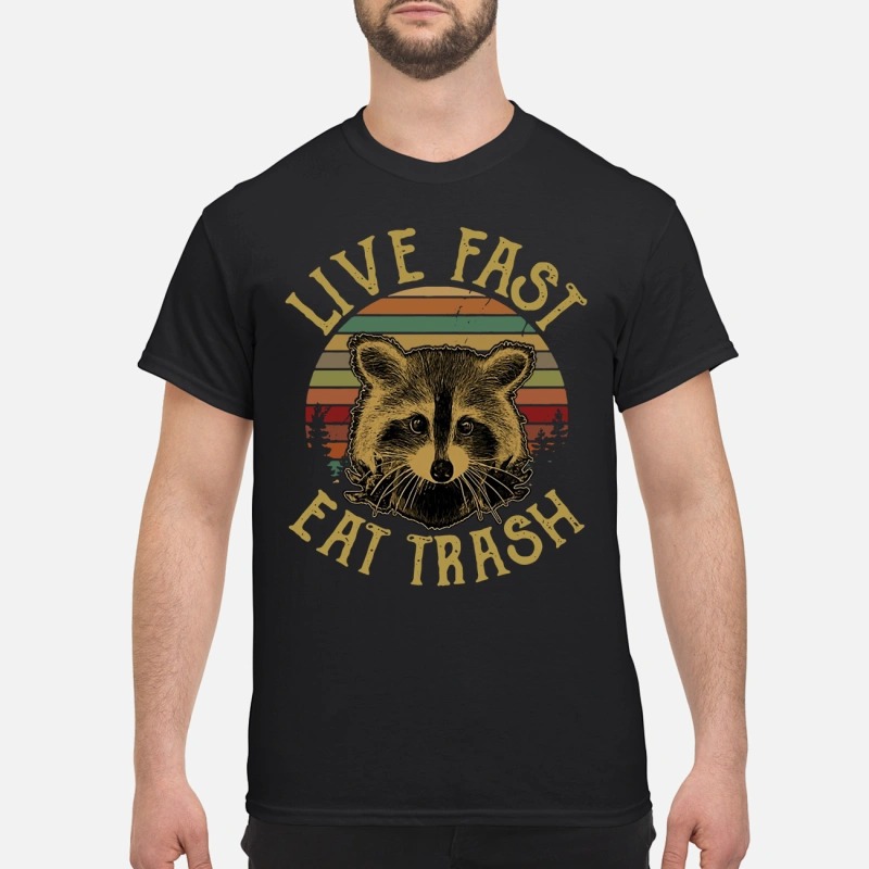 The Sunset Raccoon Live Fast Eat Trash Shirt by kingteesshop