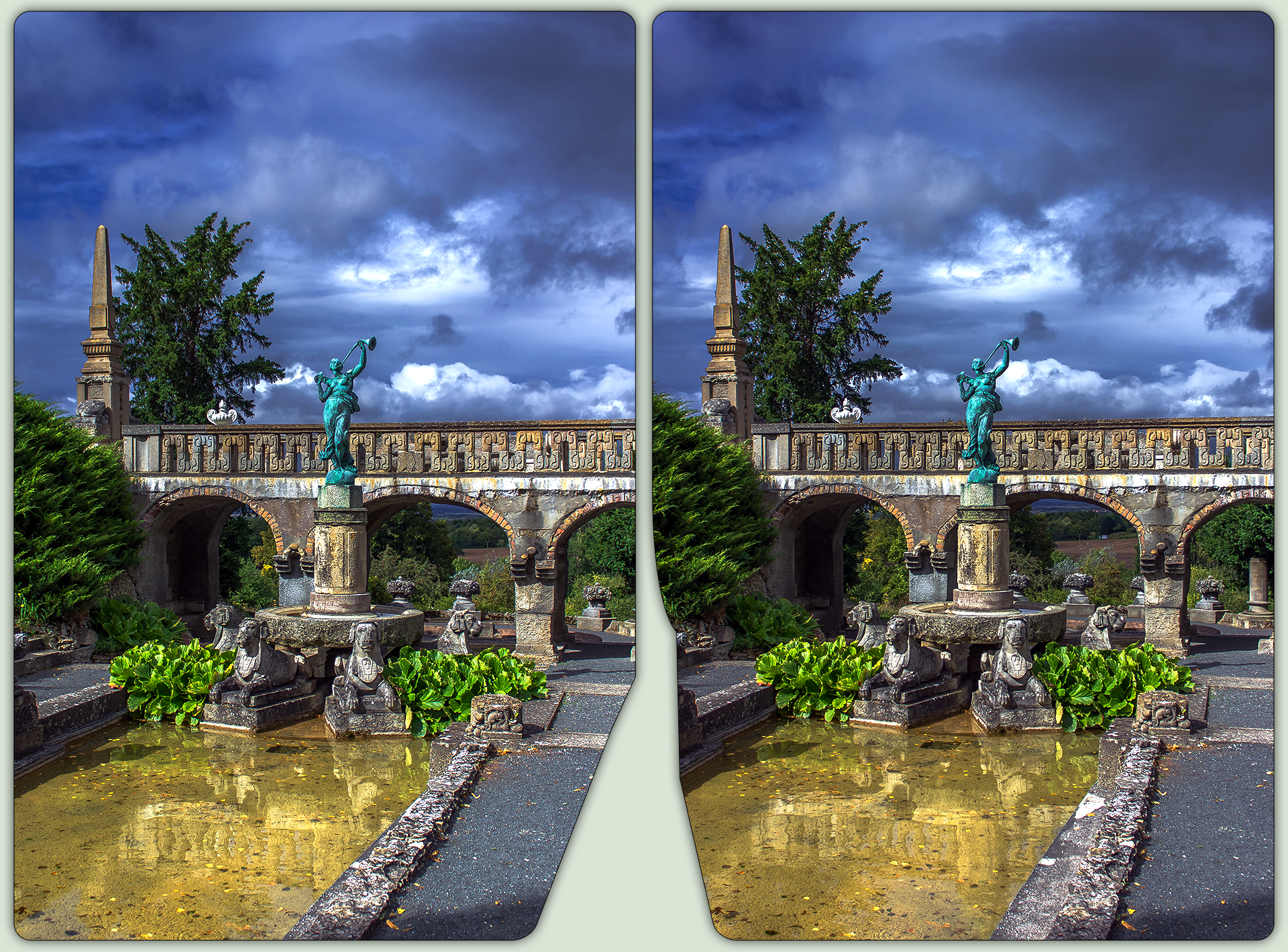 Romantic castle park 3-D / CrossEye / Stereoscopy by zour