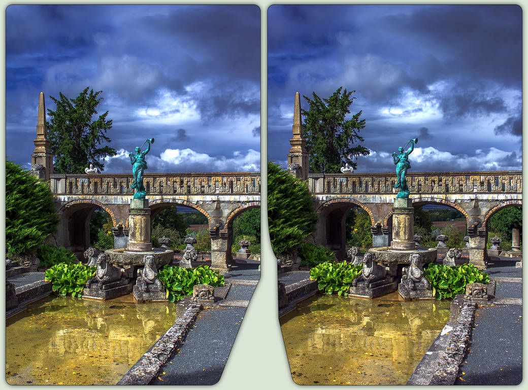 Romantic castle park 3-D / CrossEye / Stereoscopy by zour