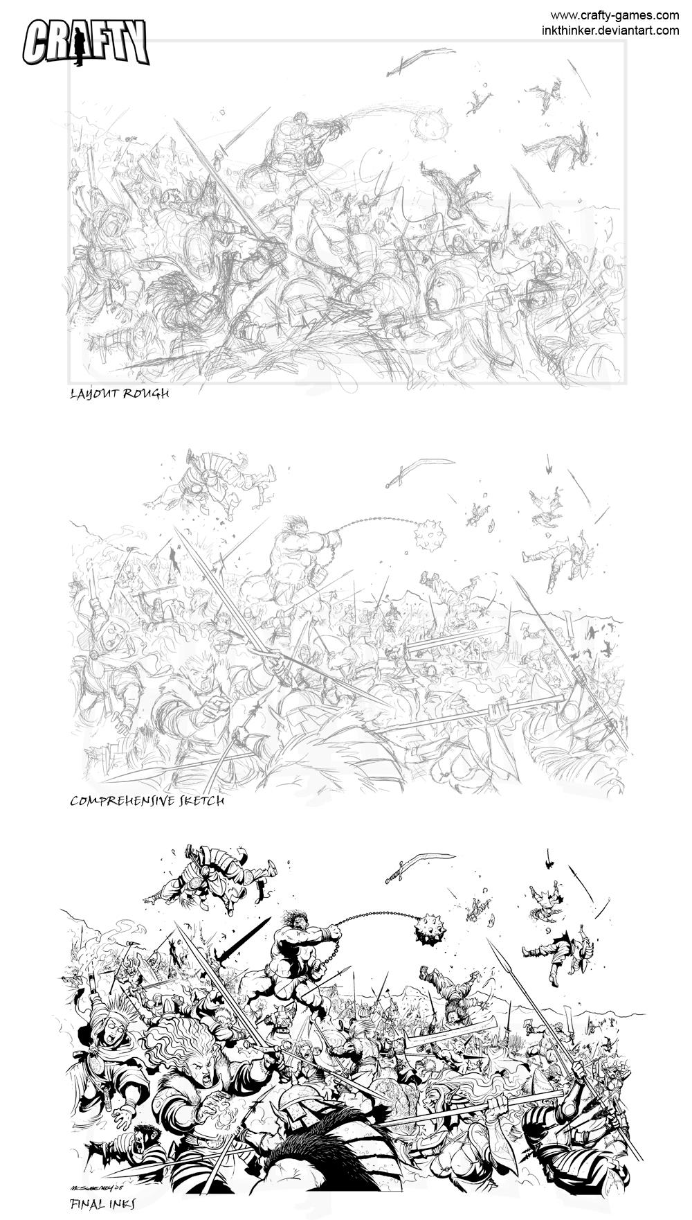 The Battle WIP roughs by Inkthinker
