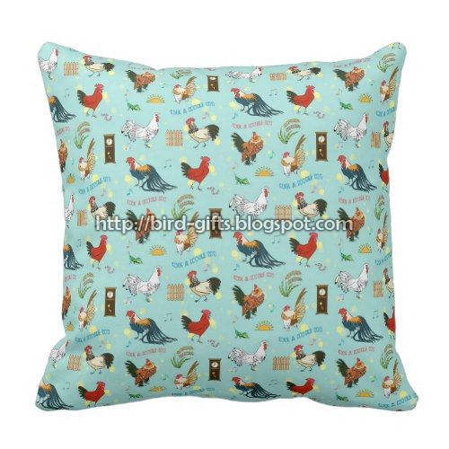 Cute Seamless Roosters Pattern Cartoon Pillow