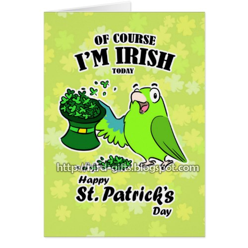 St. Patrick's day parrot greeting card