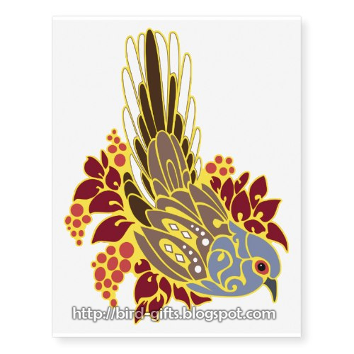 Diamond dove bird tribal tattoo temporary tattoo