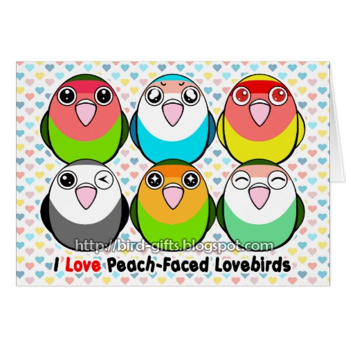 Click here to buy this Cute Peach-faced lovebirds cartoon greeting card! Cute Peach-faced lovebirds cartoon greeting card