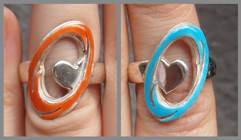 Still Alive Portal engagement rings closeup by fairyfrog