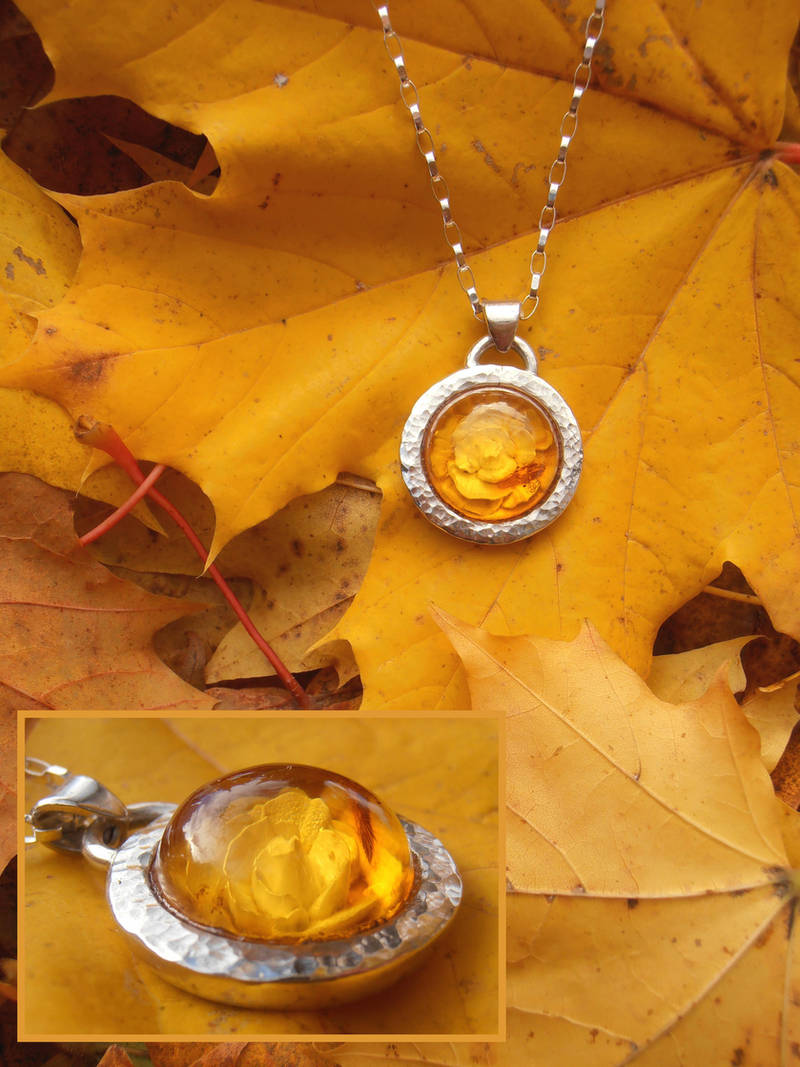Autumn rose pendant by fairyfrog