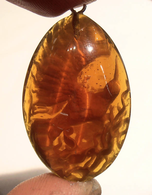 Amber Phoenix egg pendant by fairyfrog