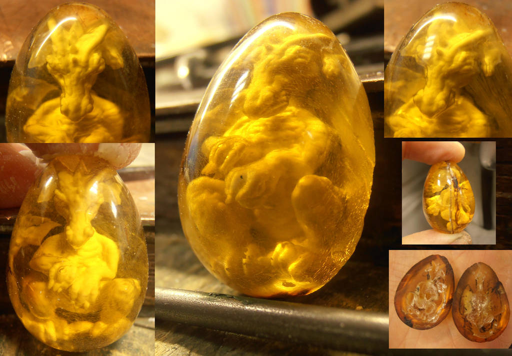 Leeroy amber dragon egg work in progress by fairyfrog