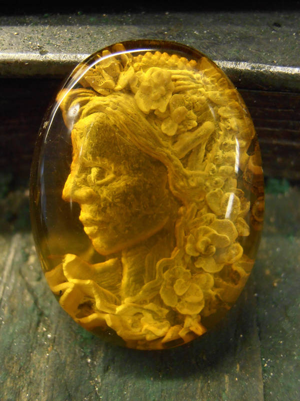Fae Flower Maiden cameo intaglio. by fairyfrog