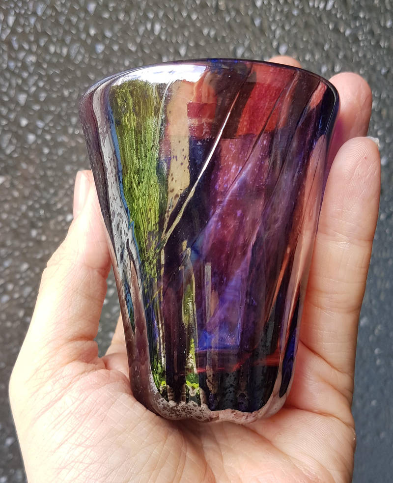 Purple and silvered glass goblet by fairyfrog
