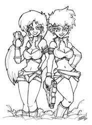 Dirty Pair Lovely Angels INKS by Warhound-CMP