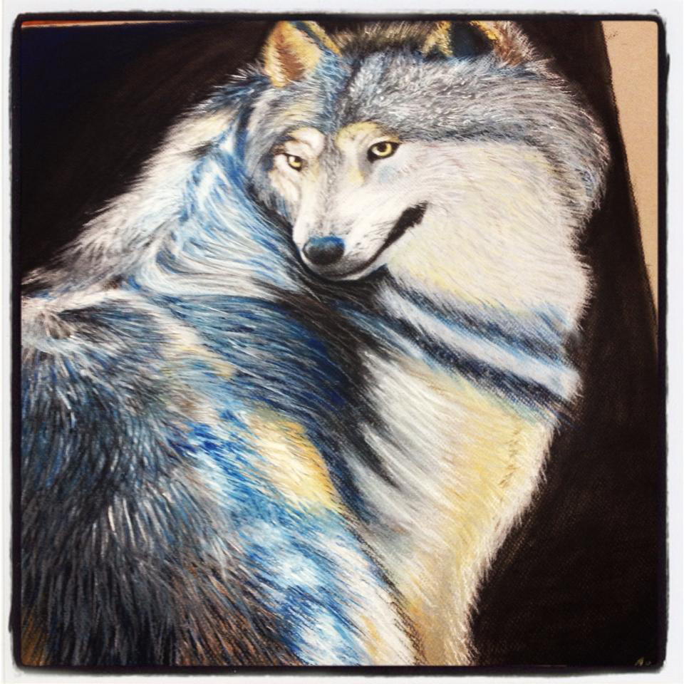 Chalk Pastel Wolf by DragonSmurf