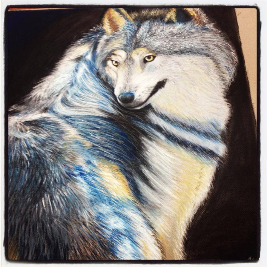 Chalk Pastel Wolf by DragonSmurf