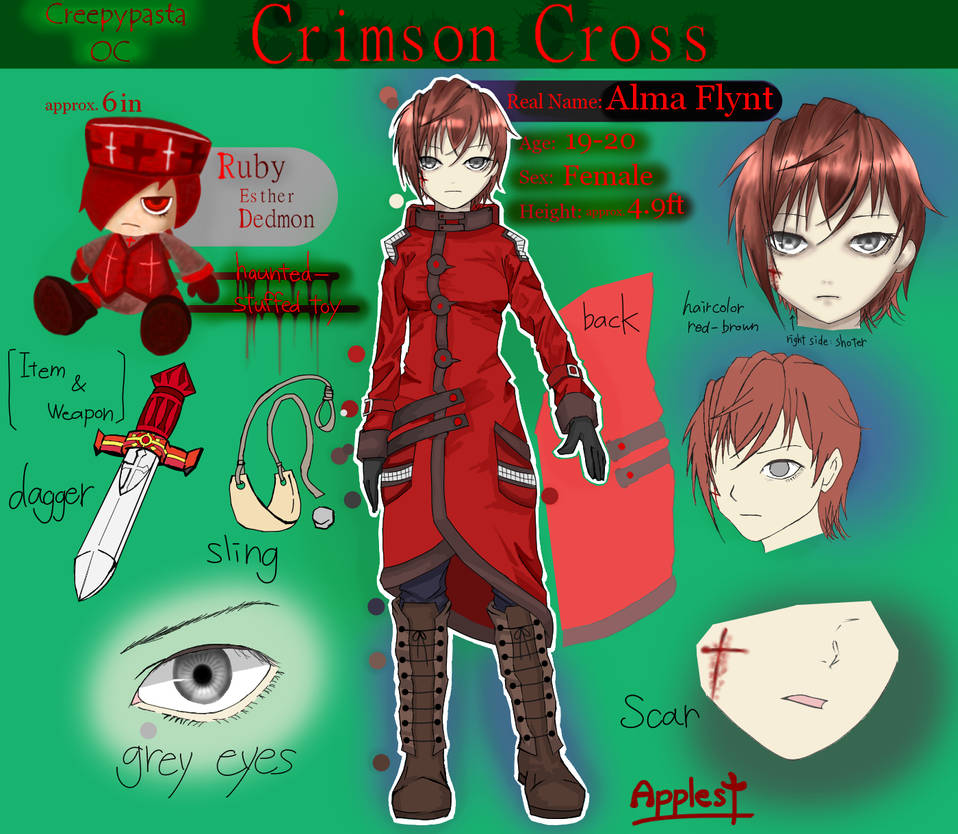 Creepypasta OC Crimson Cross Reference sheet by JURINGO on DeviantArt