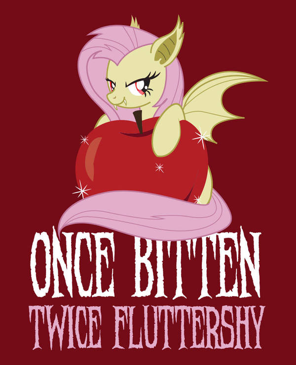 Once Bitten, Twice Fluttershy Tee Shirt Design by xkappax