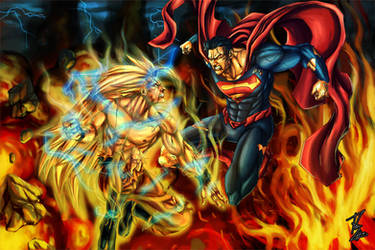 Goku vs. Superman Commission by phil-cho