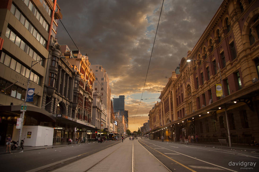 Flinders Street at Sunrise by Grayda