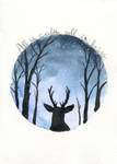 Deer Silhouette on Starry Sky by Jlombardi