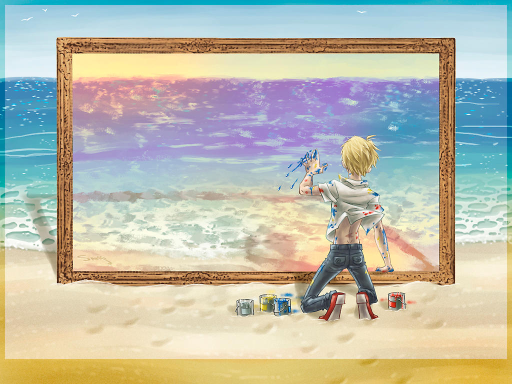 Finger Painting the Sea by SybLaTortue