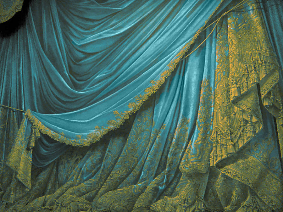 Backdrop Vintage Theater Stage Curtain - Aqua by EveyD