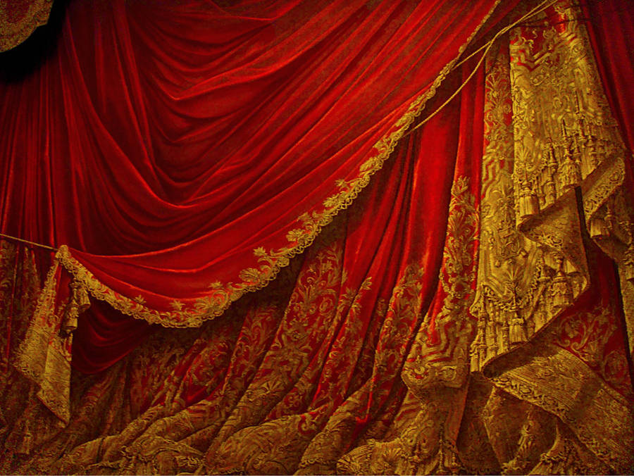 Backdrop Vintage Theater Stage Curtain - Red by EveyD