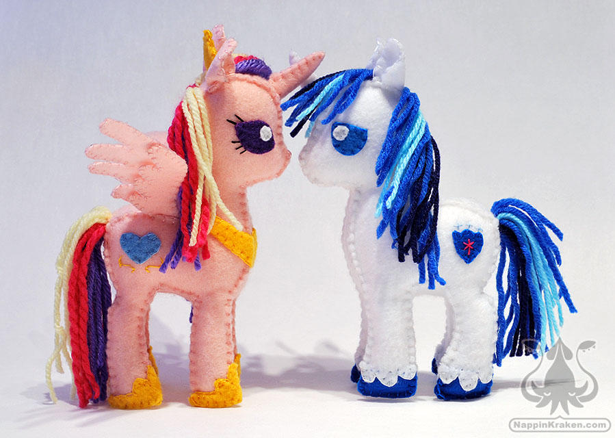 Princess Cadence and Shining Armor Felt Plushies by NappinKraken