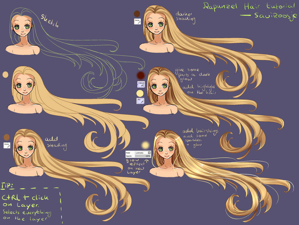 Step by Step - Rapunzel hair TUTORIAL by Saviroosje on DeviantArt