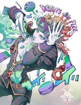 JOJO part 5. Donuts on Fire. by xinillus