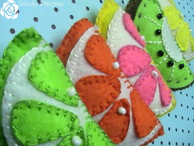 Felt Fruit Pins by UnluckyPrincess