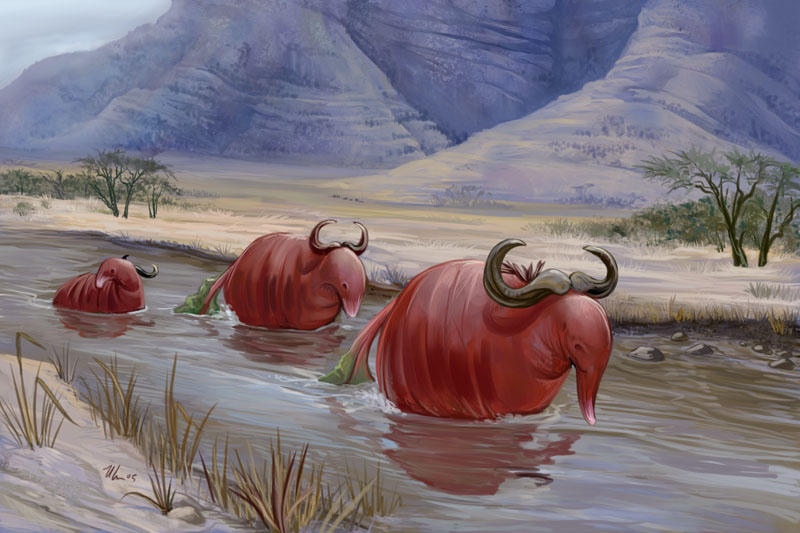 Wildebeets at the Ford by ursulav