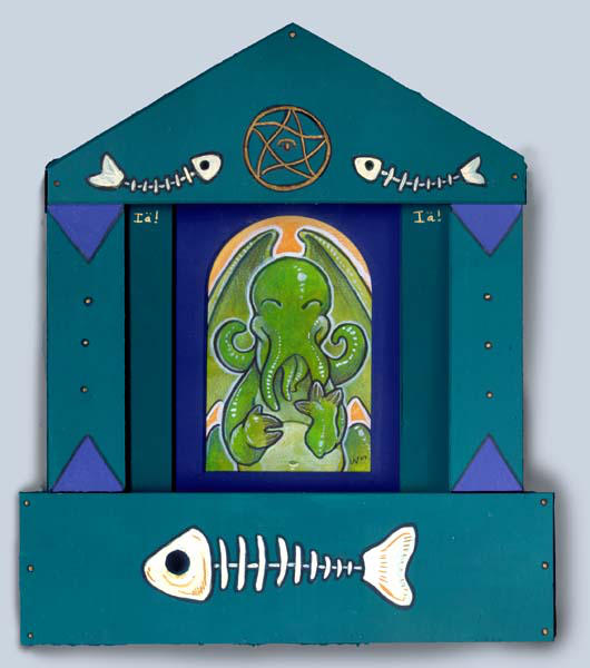 Happy Cthulhu Shrine by ursulav