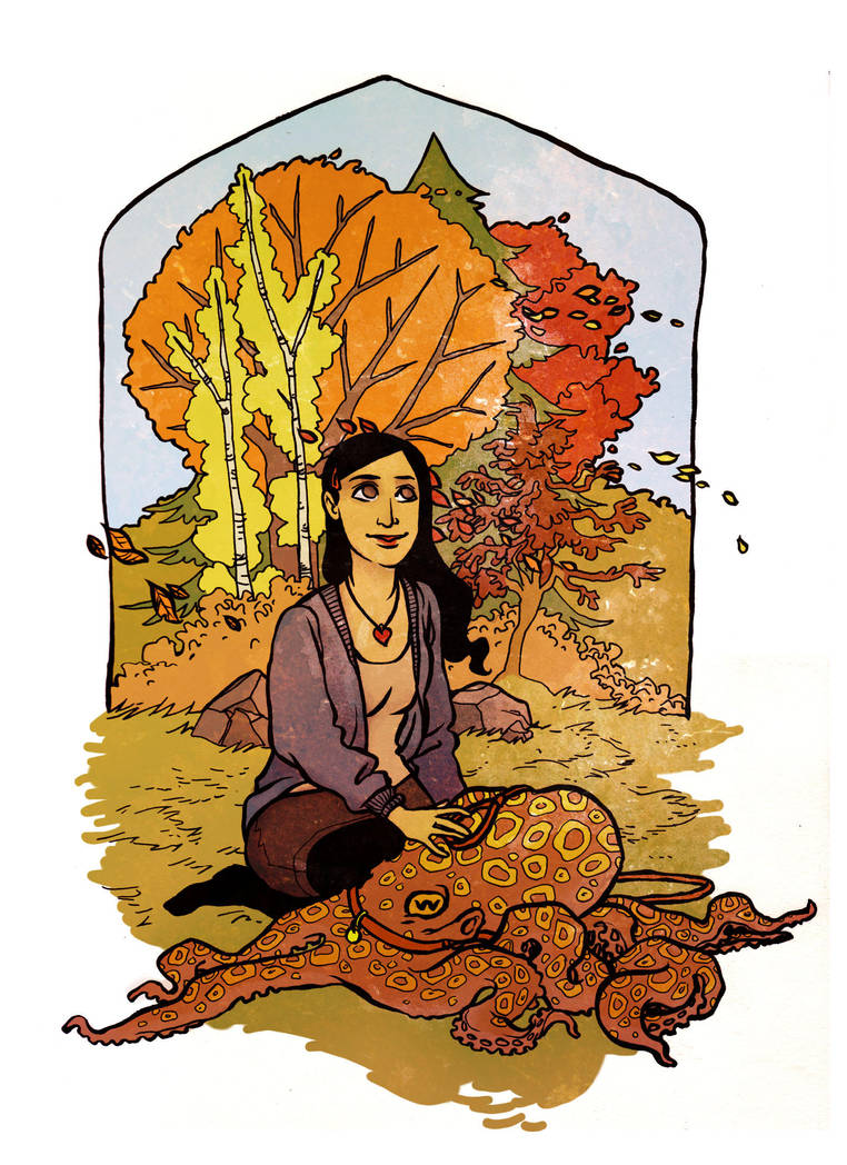autumn octopus walk by amytaluuri