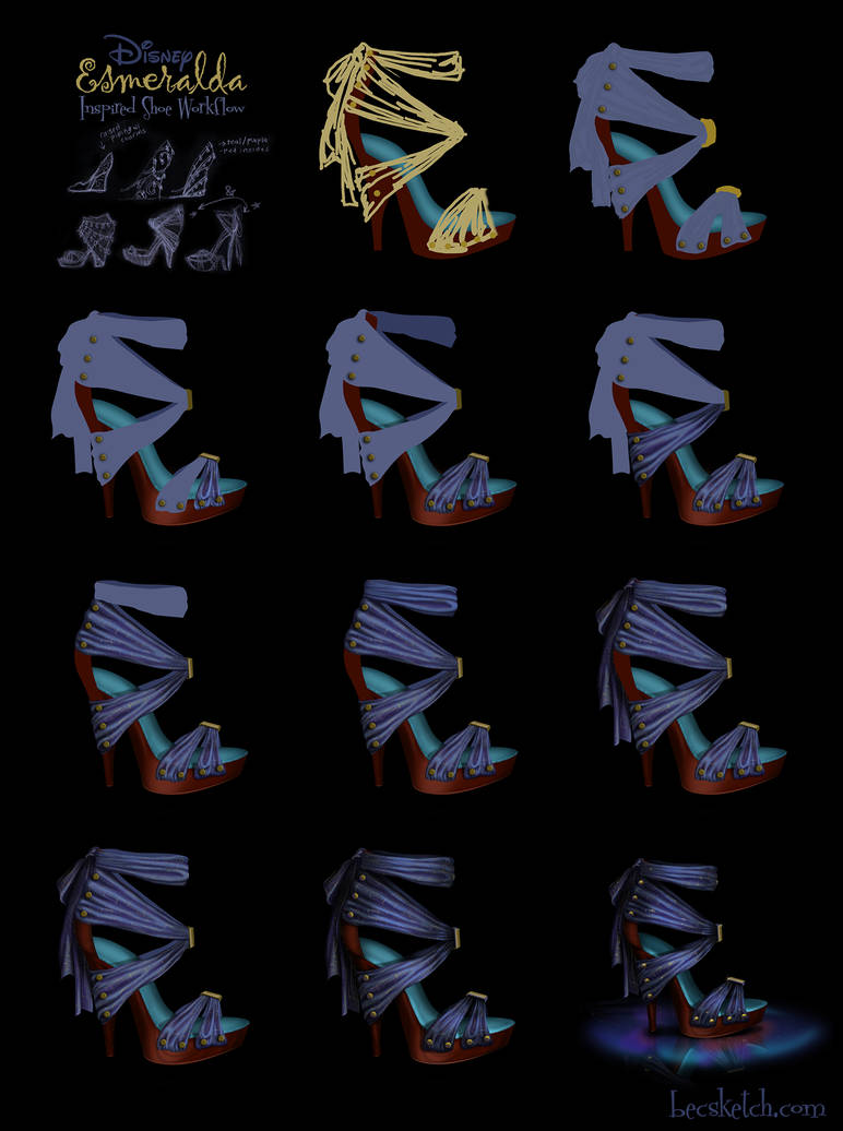 Esmeralda Inspired Shoe - Disney Sole Workflow by becsketch