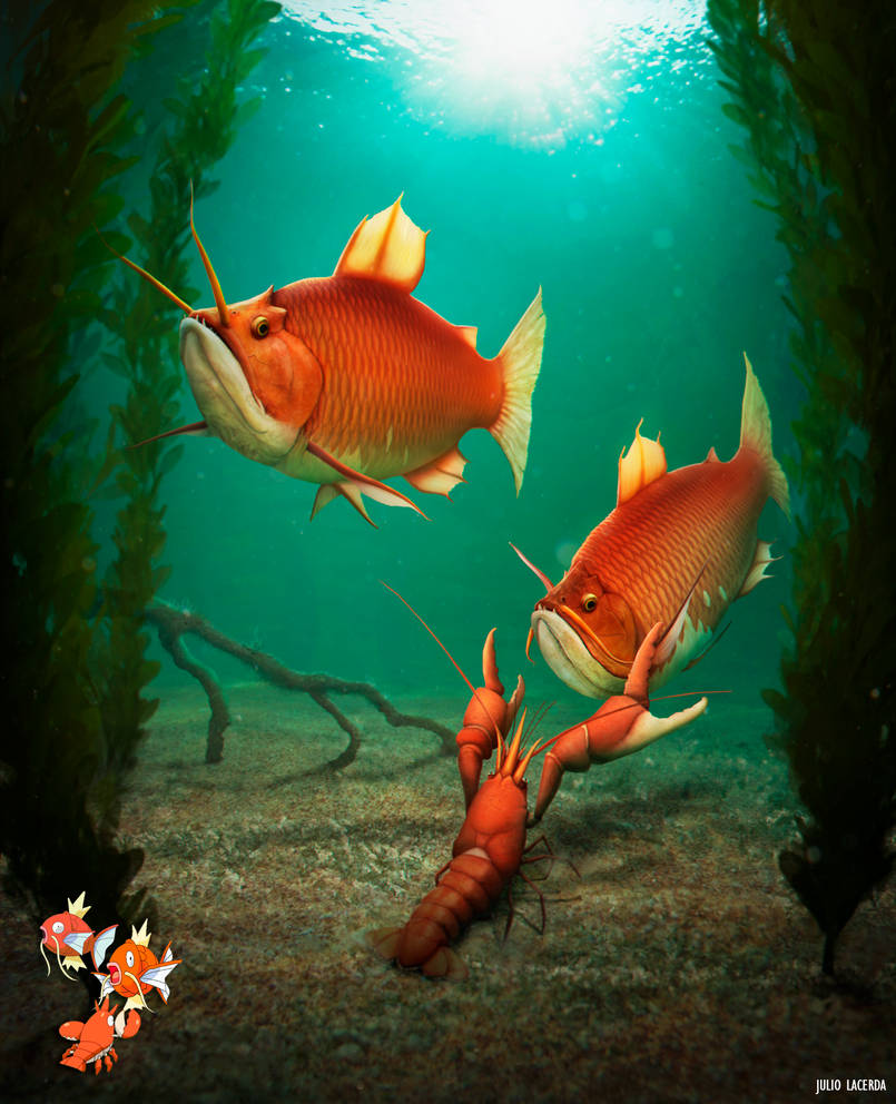 Corphish and Magikarp by Julio-Lacerda