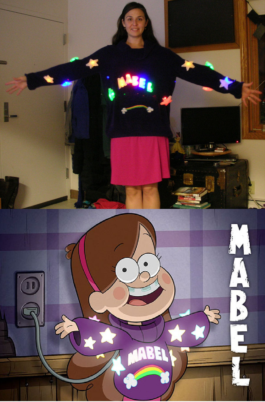 Gravity Falls Mabel Halloween Costume with Lights by RedCrosseKnight