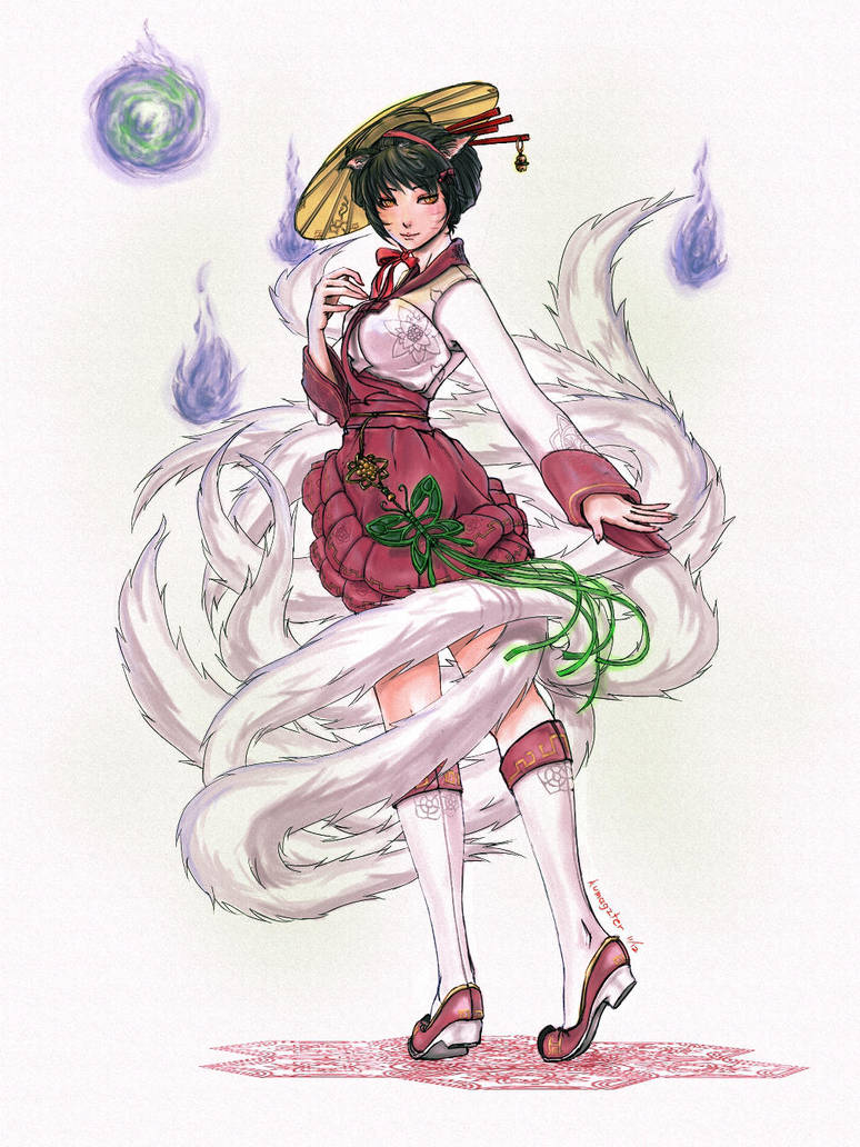 Dynasty Ahri with jeonmo by kumagzter