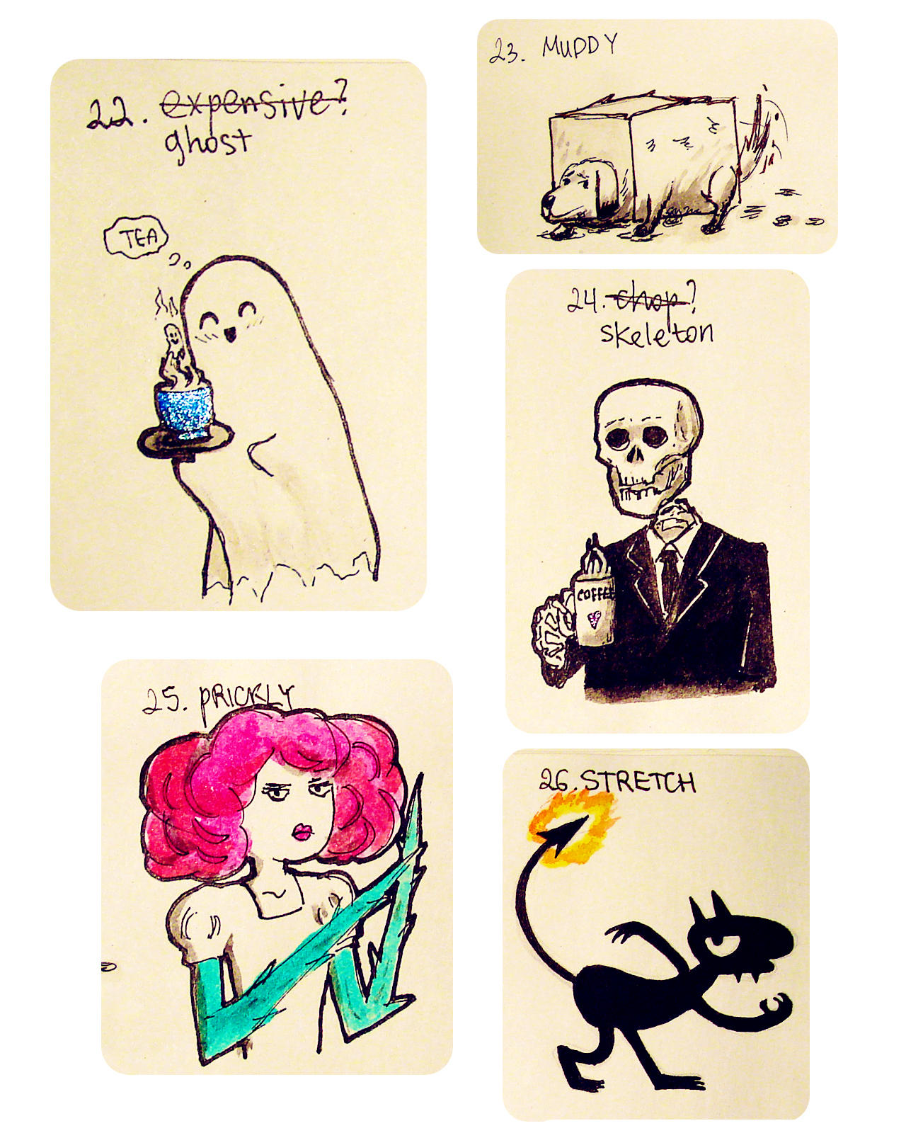 Misc tiny drawings - Inktober2018, 22-26 by ajcrwl