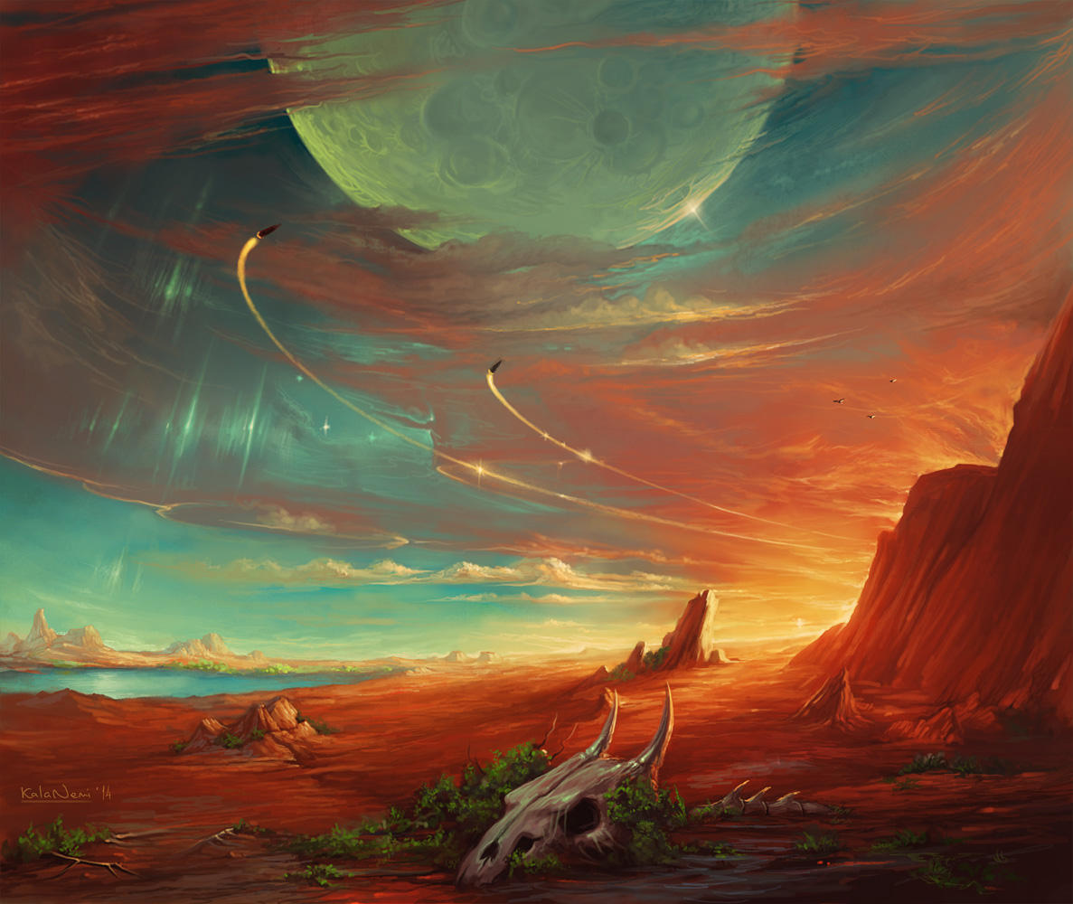 moon over red land by KalaNemi