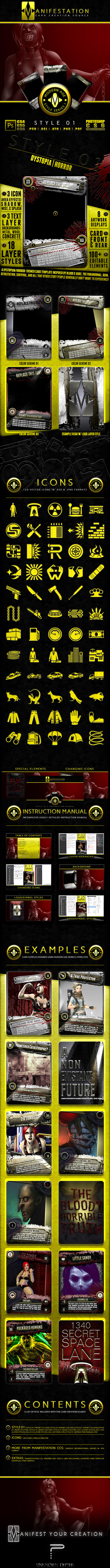 Modern Age: Horror / Dystopian Card Templates by CauseThought