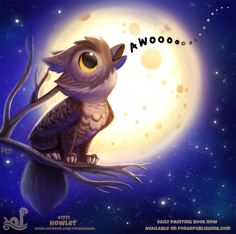 Daily Paint 1771# Howlet by Cryptid-Creations