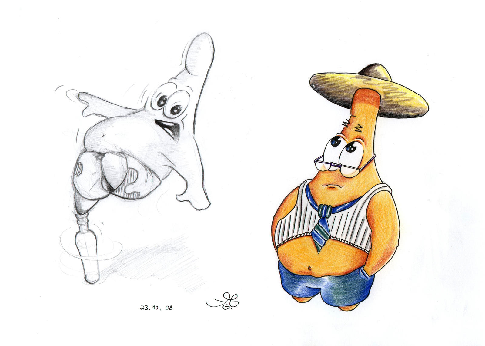Patrick Star - Drawing Study 2008 by StampferAlex