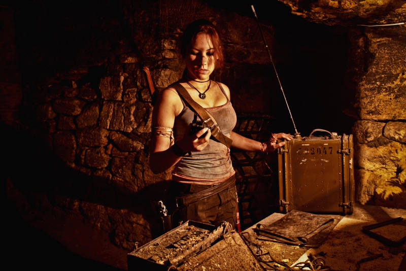 Lara Croft REBORN cosplay - try to call for help by TanyaCroft