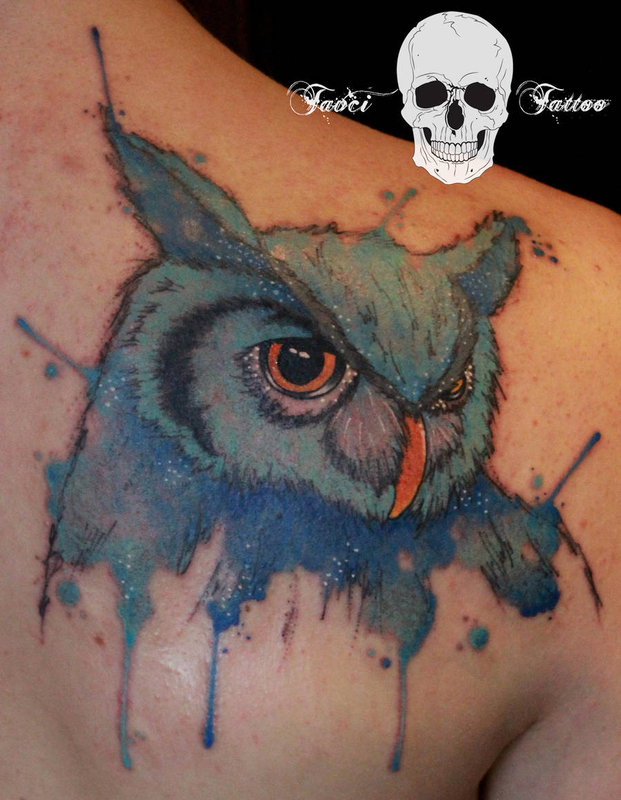 Watercolor owl tattoo by SimonaBorstnar on DeviantArt