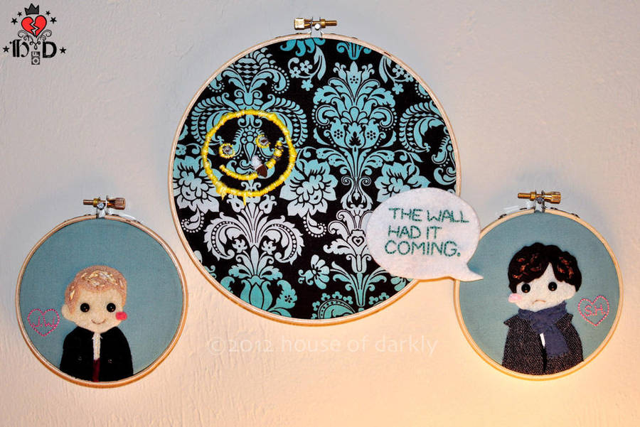 Sherlock: The Wall Had it Coming applique triptych by brokensymphony