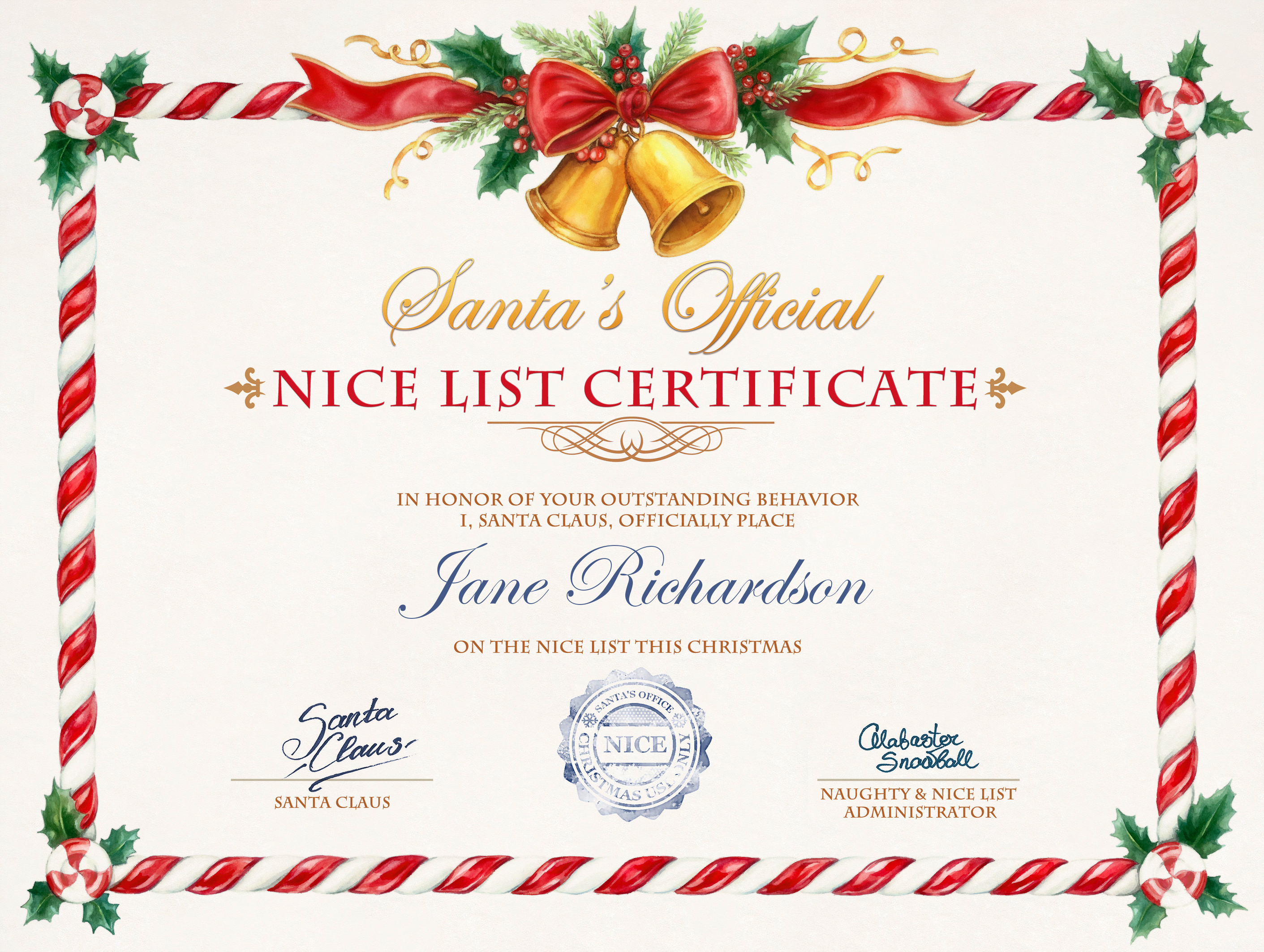 Jane's Nice List Certificate From Santa! :D by ...