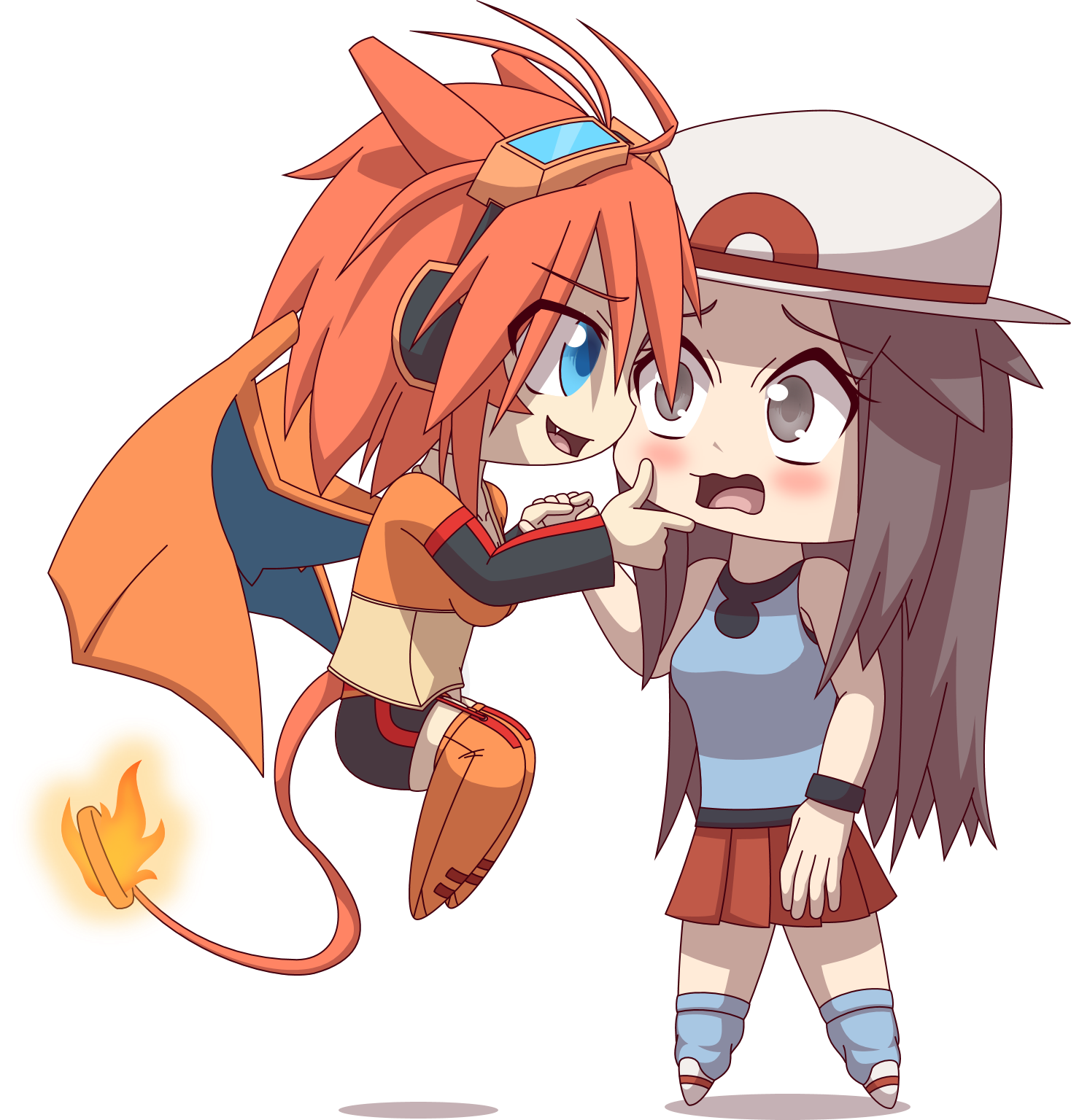Chibi Leaf and Charizard by Zacatron94