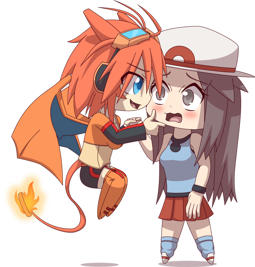 Chibi Leaf and Charizard by Zacatron94