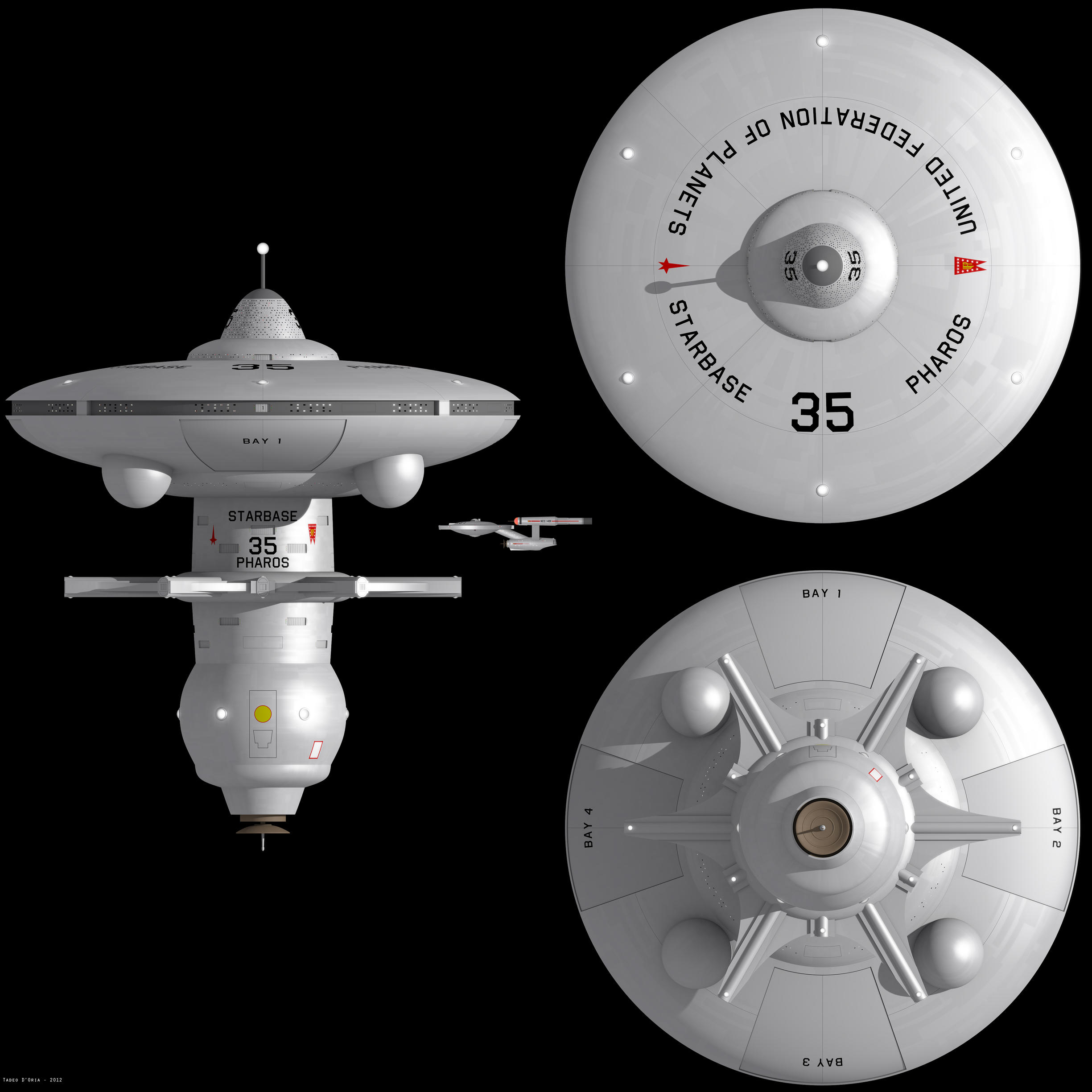 Watchtower Class Starbase Orthographic Views by Rekkert