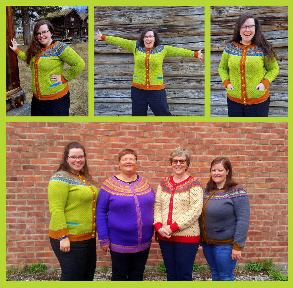 Fea Cardigan in green and cognac by KnitLizzy