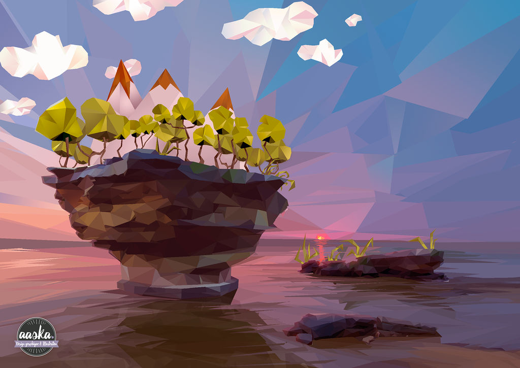 My first low-poly landscape ! by AASKA-CREA